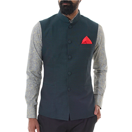 Anshul Rajwansh - Nehru Jacket for Men - (Moss Green)