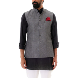 Anshul Rajwansh - Nehru Jacket for Men - (Grey Melange)