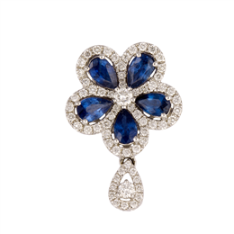 Blues Jewellery-Floral White Gold & Sapphire Pendant DP0064