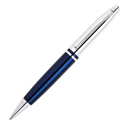 Cross Calais Chrome & Blue Ballpoint Pen AT0112-3 (Suitable for Engraving)