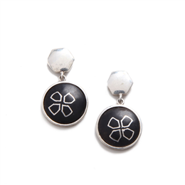 Caravan Craft-Bidri Round Floral Motif Dangler-JWED107WABLSS