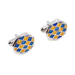 Blue and Yellow Oval Cufflinks IIC CUFLN 0014