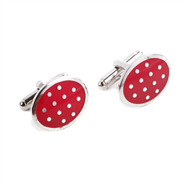 Modern Red and White Dotted Cufflinks IIC CUFLN 0016