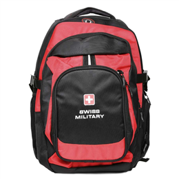 Swiss Military Large Polyester Laptop Backpack (Red/Black) - LBP3