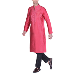 Imperial India Company - Kurta for Men (Red) - IICKURSLK-019