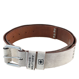 Swiss Military Genuine Leather Belt With Leather Wrapped Metal Buckle (White) - BLT3